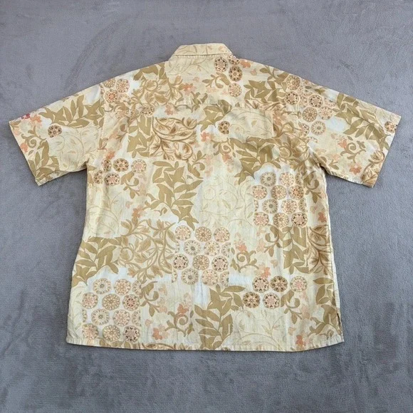 Vintage Bamboo Cay Hawaiian x El Cortez Las Vegas Shirt Men Large Beige Floral - Picture 6 of 9